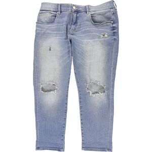 Jag Womens Distressed Regular Straight Leg Jeans, Blue, Plus Size, 20W, DM